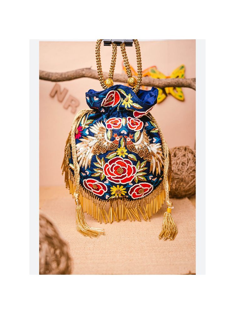 NR BY NIDHI RATHI Embellished Navy Blue Batuas And Potlis-image-17