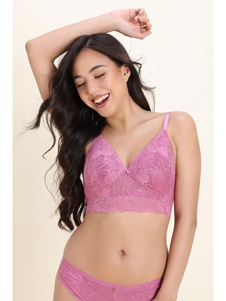 Zivame Bridal Boudoir Padded Non Wired 3/4Th Coverage Lace Bra - Violet-picture-6