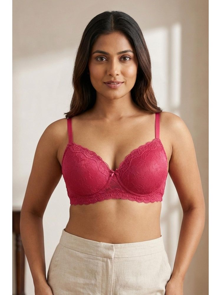 Zivame Padded Non Wired 3/4Th Coverage Lace Bra - Love Potion-picture-15