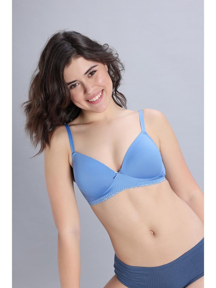 Zivame Padded Non Wired Medium Coverage T-Shirt Bra - Blue-picture-38