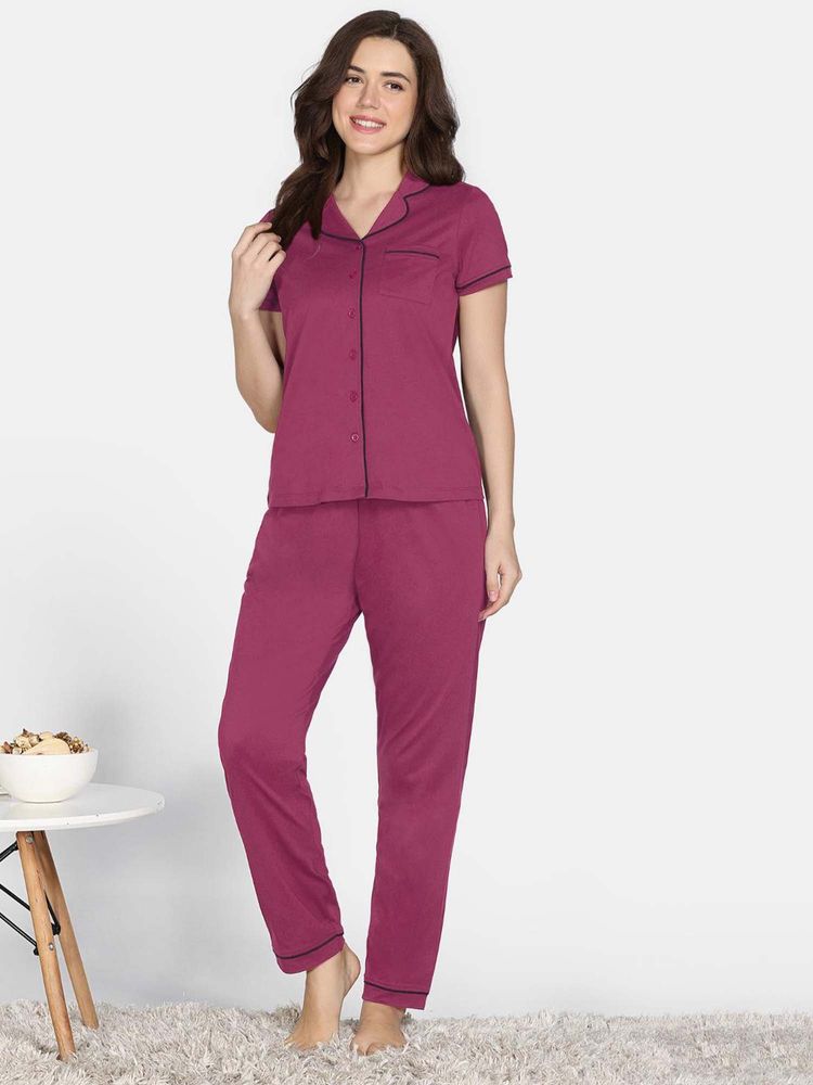 Zivame Knit Cotton Tencel Nightsuit - Innuendo-picture-27