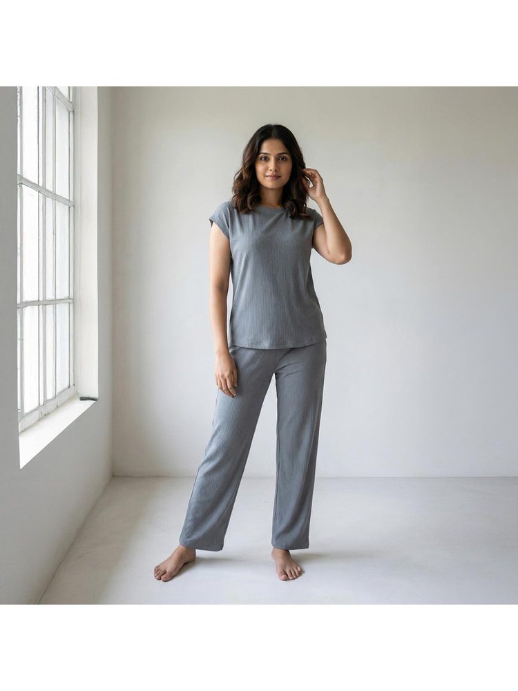 Zivame Knit Cotton Nightsuit - Monument-image-16