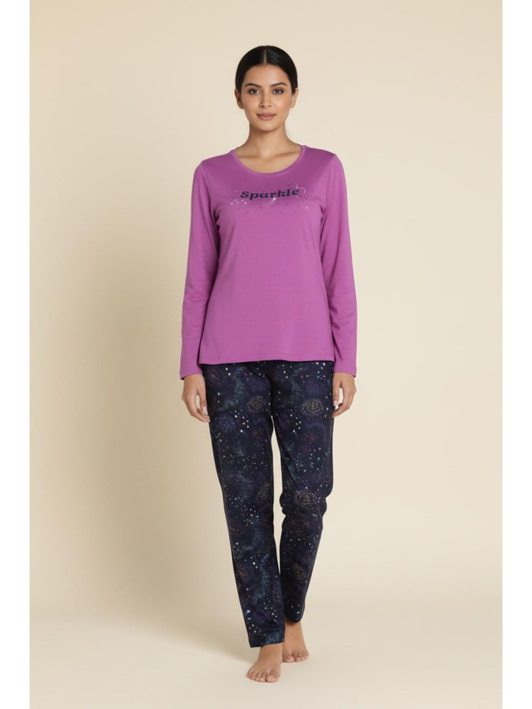 Zivame Butter Soft Knit Poly Nightsuit - Evening-image-9