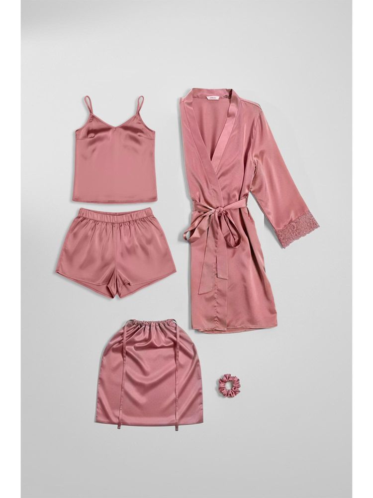 Zivame Luxe Satin Sleep Nightsuit - Rosette-picture-11