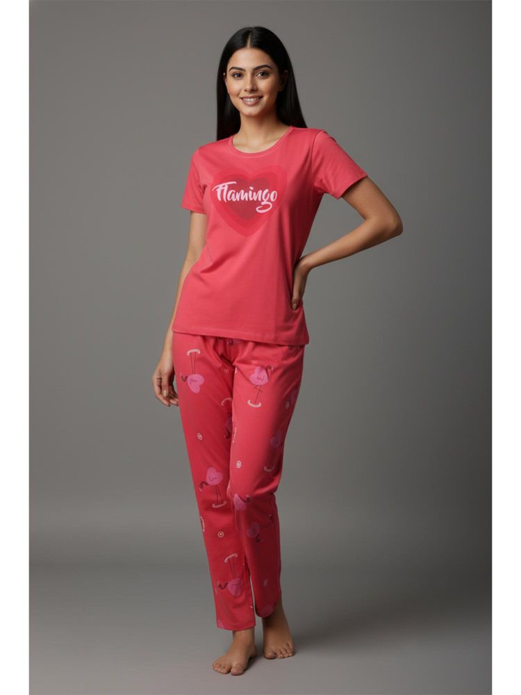 Zivame Knit Cotton Nightsuit - Poinsettia-picture-44