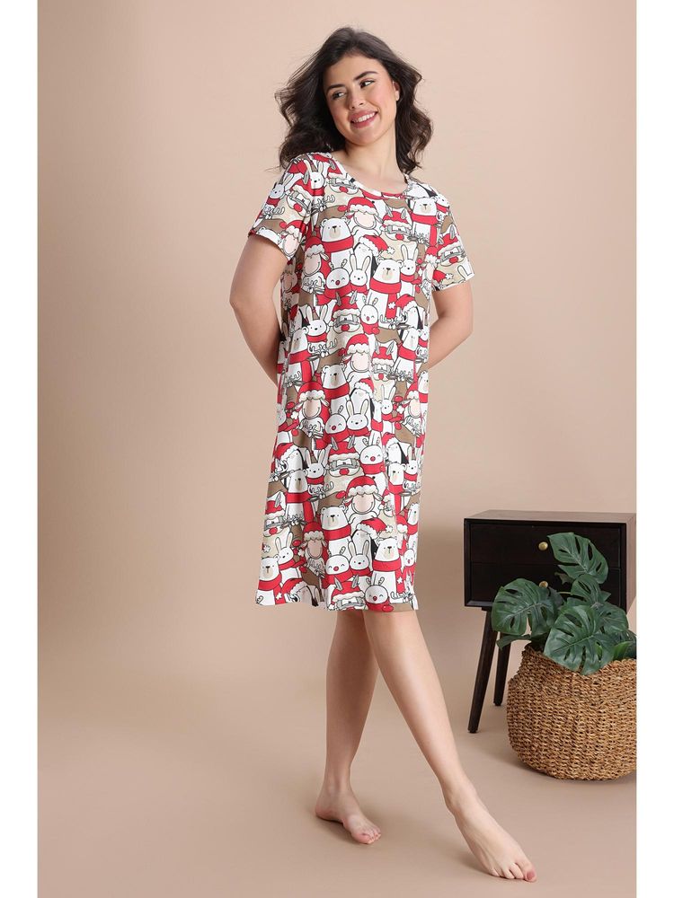 Zivame Knit Cotton Knee Length Nightdress - Marshmallow-picture-33