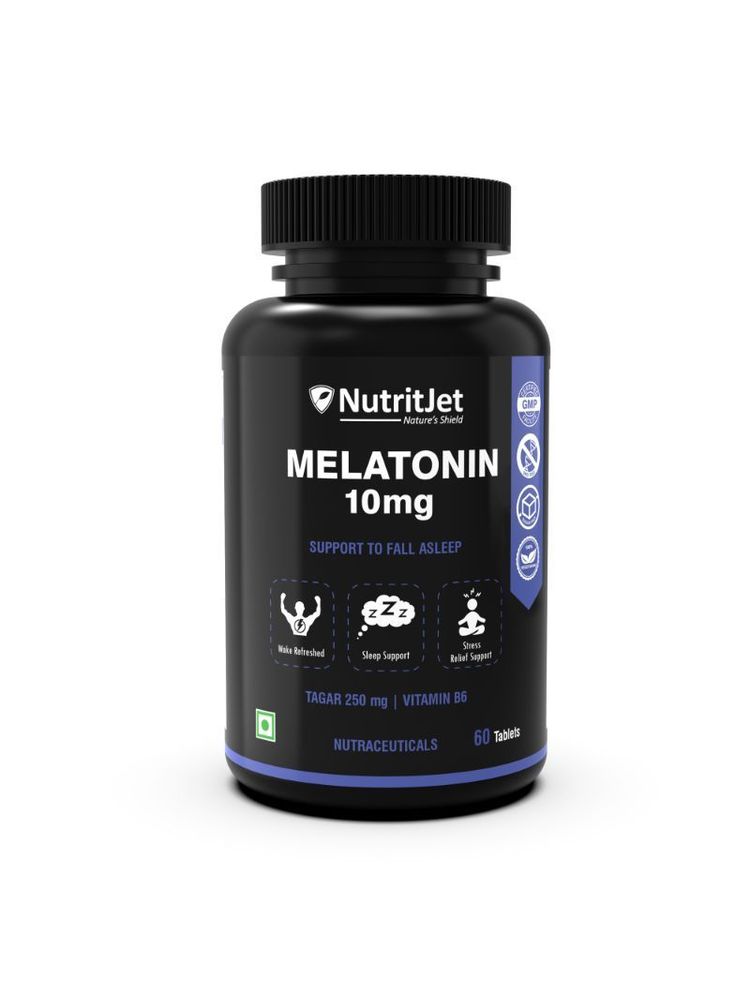 NutritJet Melatonin 10mg Sleeping Aid Pills Veg Tablets-image-0