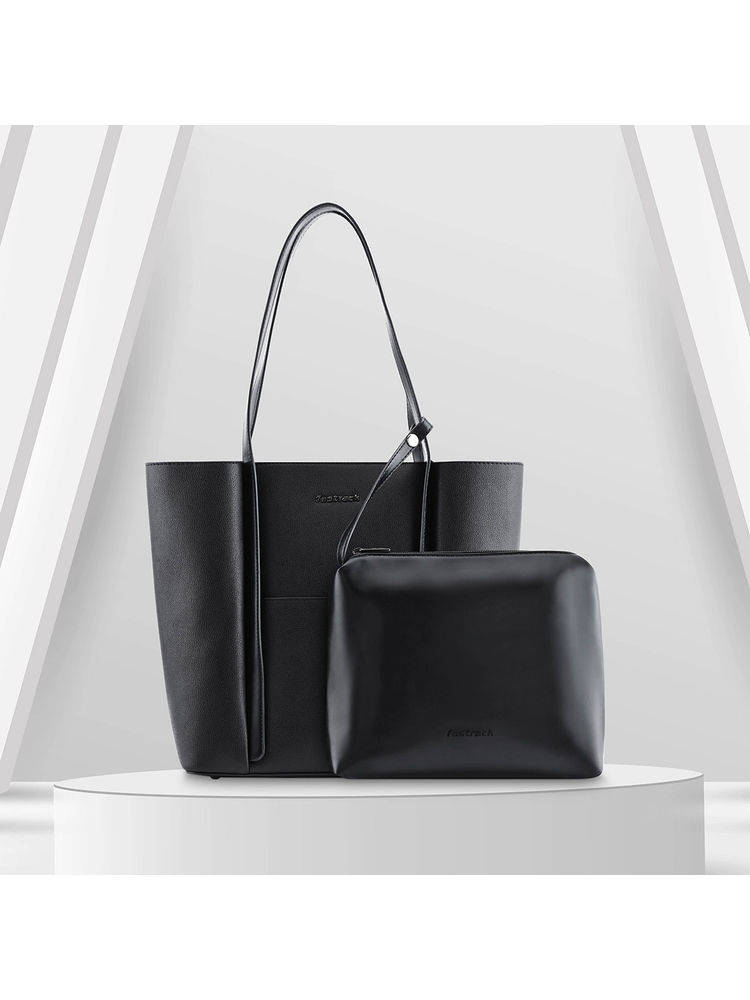fastrack accessories Fastrack Spacious Statement Tote Bag with Detachable Pouch - Black-picture-16