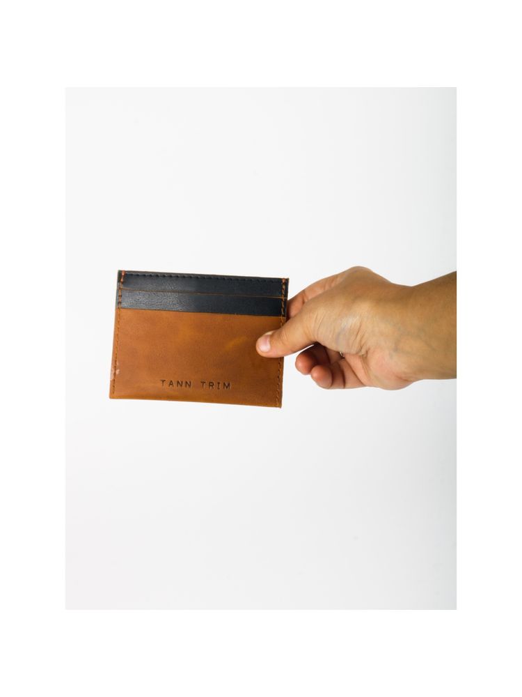Tann Trim Solid Black & Tan Card Case-picture-14