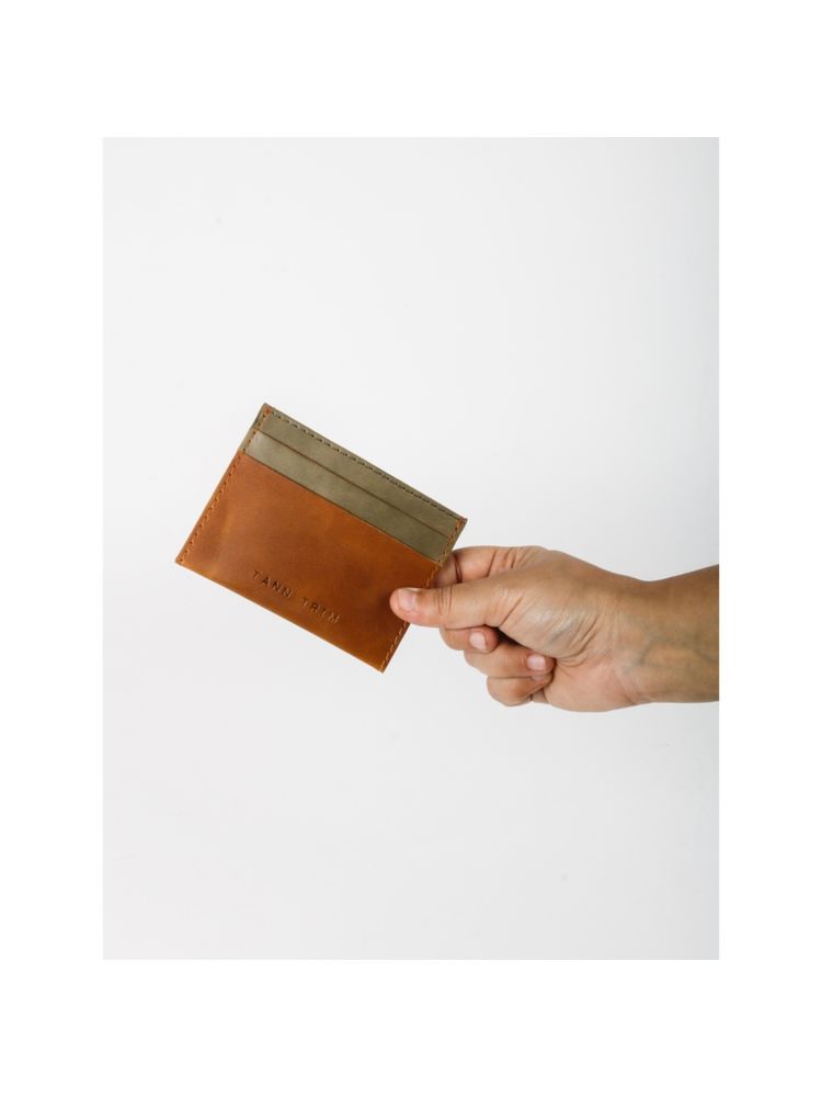 Tann Trim Solid Olive & Tan Card Case-image-25