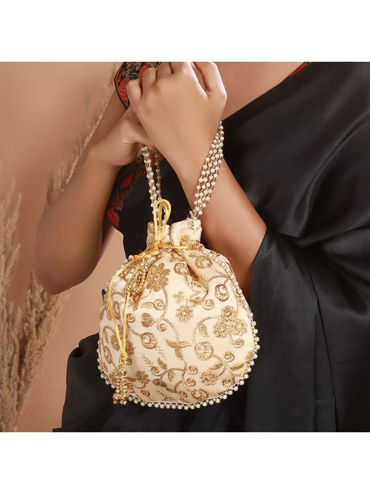 Aatmana Golden Classic Potli Bag with Rich Embroidered Polti Bag-picture-15