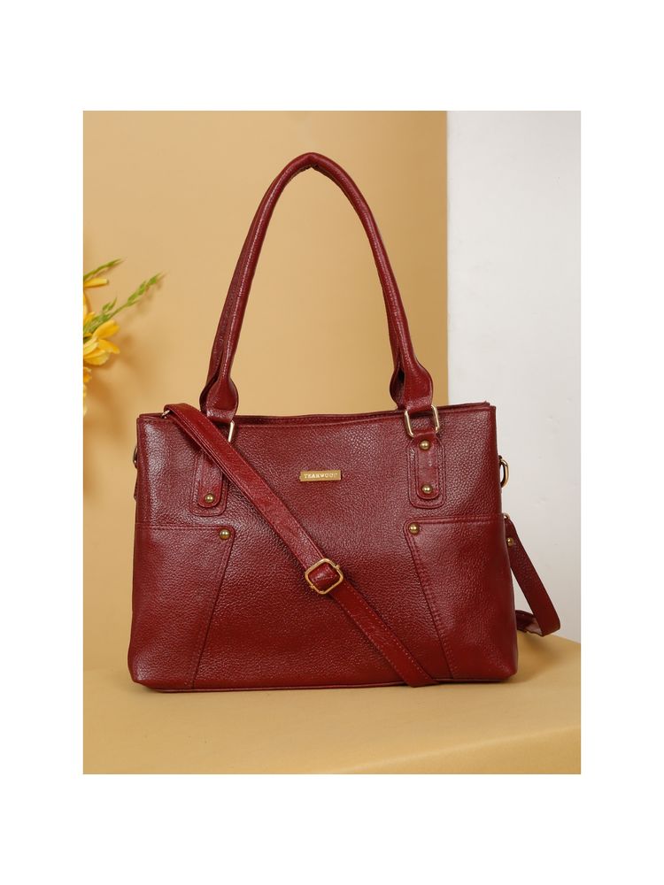 Teakwood Leather Red Shoulder Bag with Detachable Strap-image-38