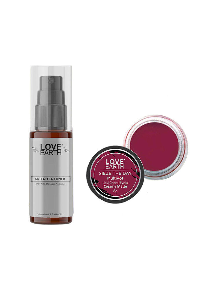 Love Earth Lip Tint & Cheek Tint Seize The Day + Green Tea Toner