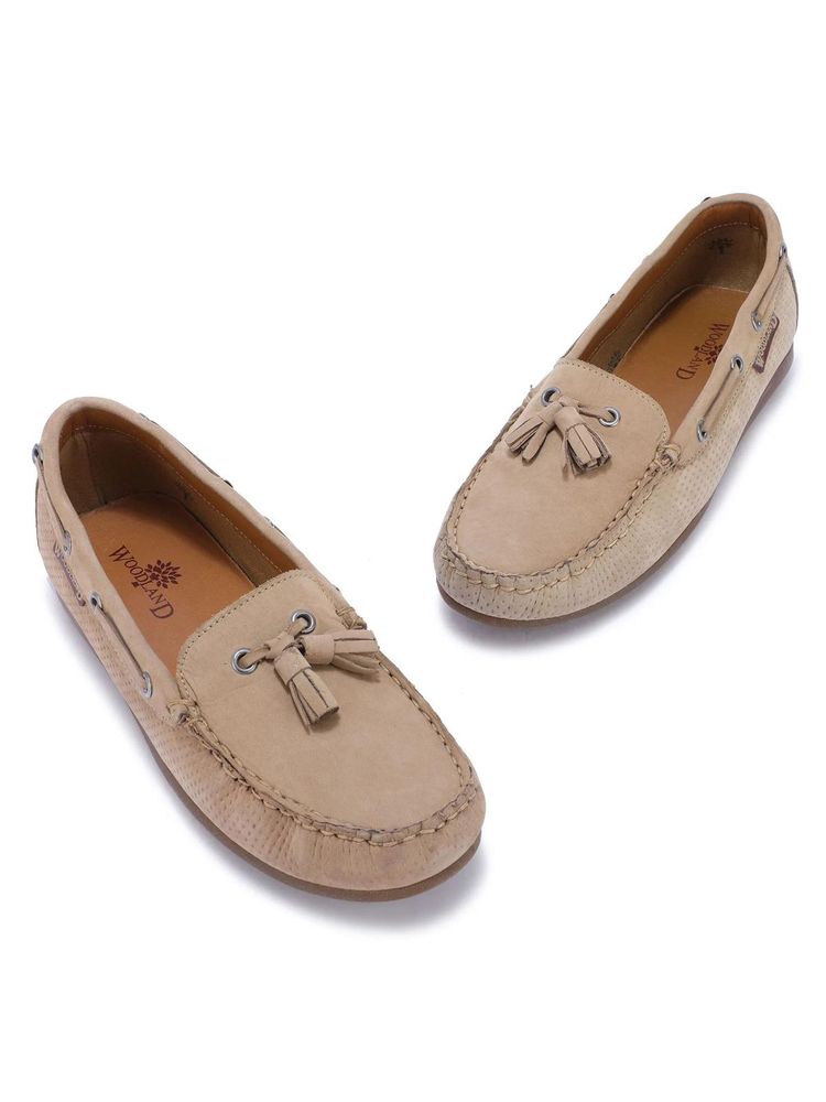 WOODLAND Womens Khaki Loafers-image-1
