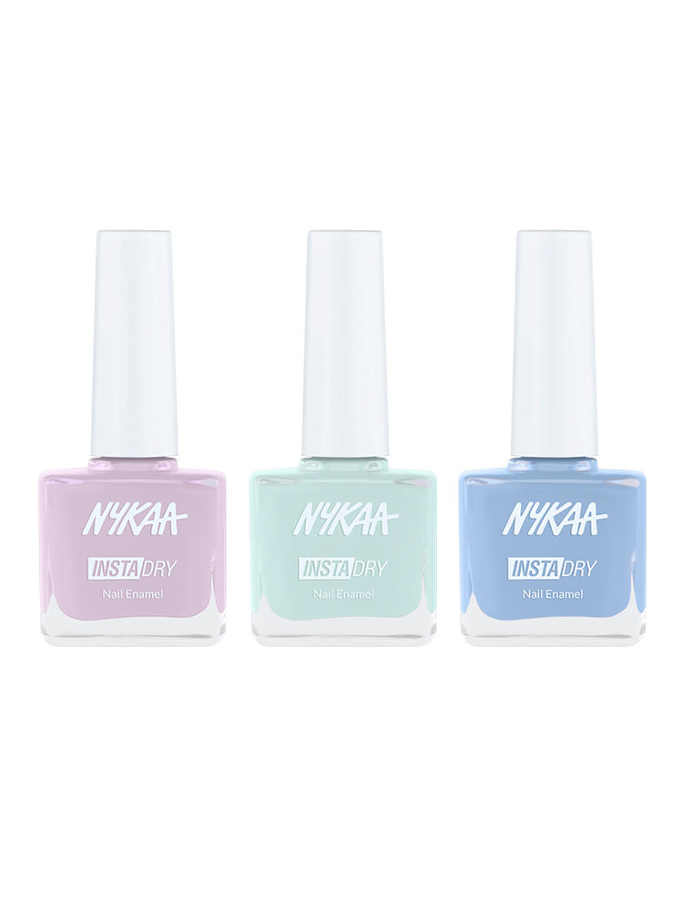 Nykaa Cosmetics Insta Dry Nail Enamel - Lilac Live+ Mint Memory + Sky Share Combo-picture-22