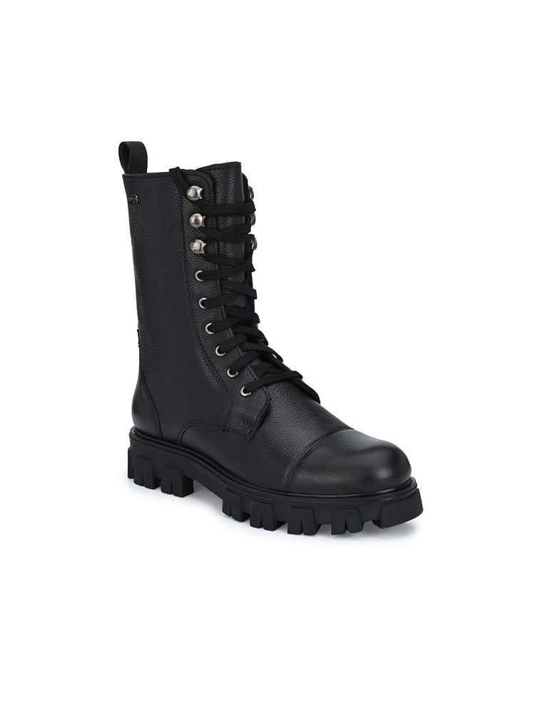 Delize Black Solid Derby Boots-image-21