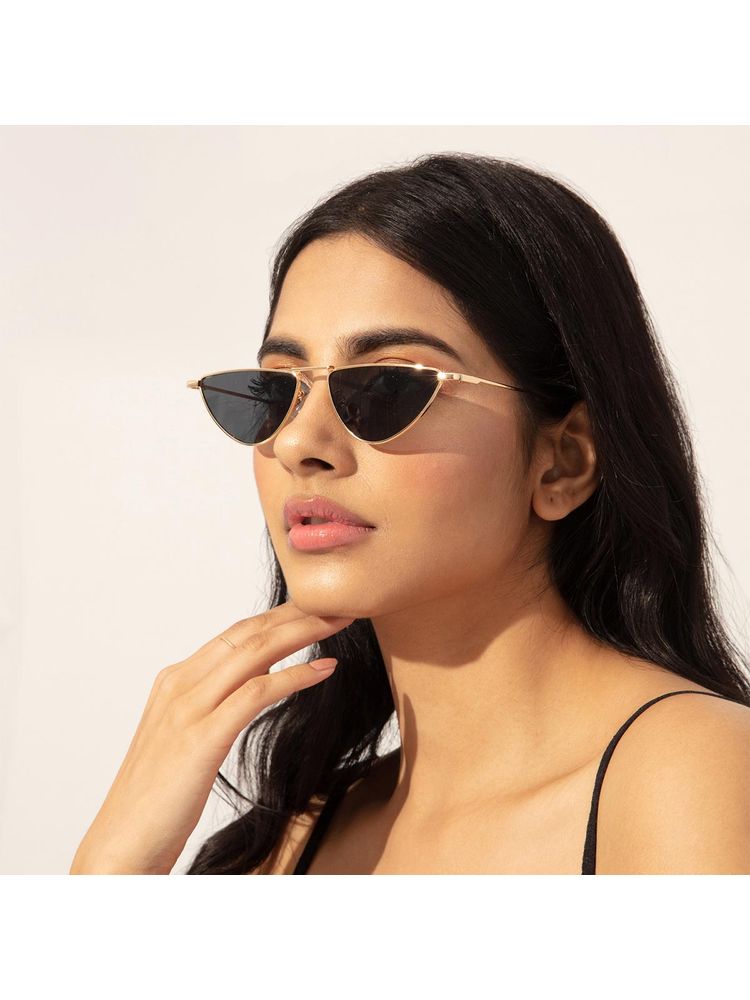 Twenty Dresses by Nykaa Fashion Gold Black Triangular Sunglasses-picture-18