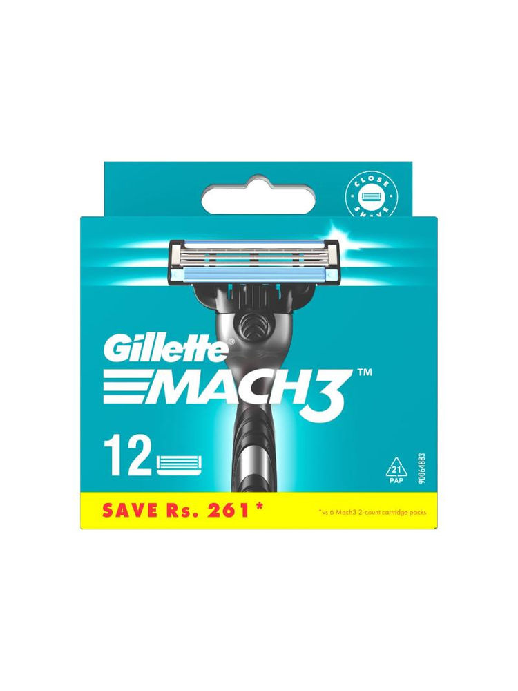 Gillette Mach3 Manual Shaving Razor Blades (Pack of 12 Pcs)