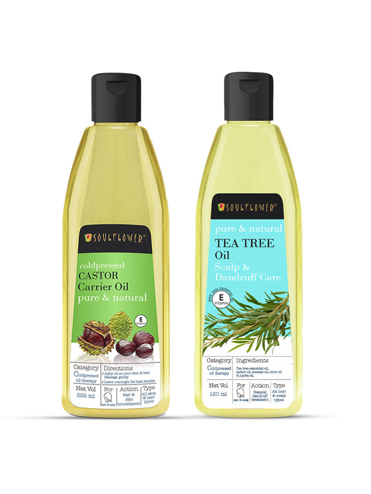 Soulflower Anti Dandruff Tea Tree & Castor Hair Oil Combo