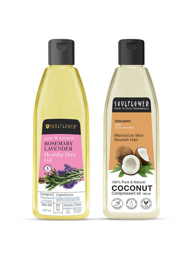 Soulflower Clinically Tested Rosemary Lavender & Coconut Hair Oil Best Selling Combo