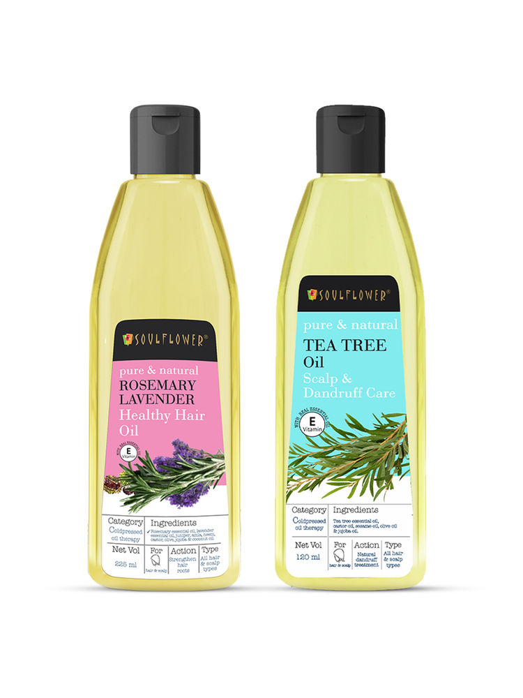 Soulflower Organic Rosemary Lavender & Tea Tree Hair Oil Best Selling Combo