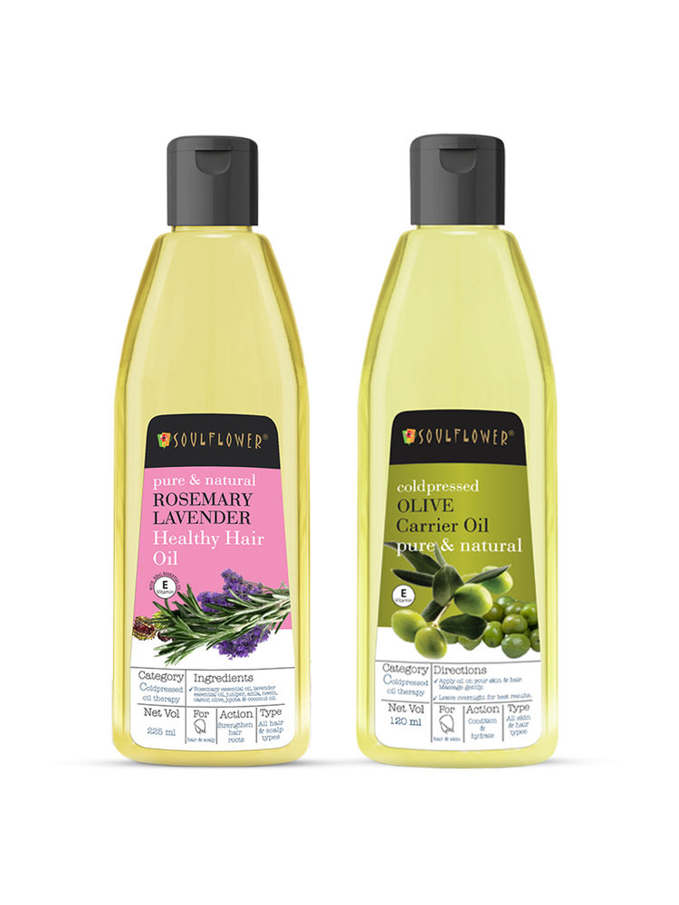 Soulflower Organic Rosemary Lavender & Olive Hair Oil Best Selling Combo