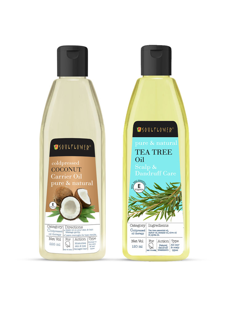 Soulflower Chemically Free Anti Dandruff Tea Tree & Coconut Hair Oil Combo