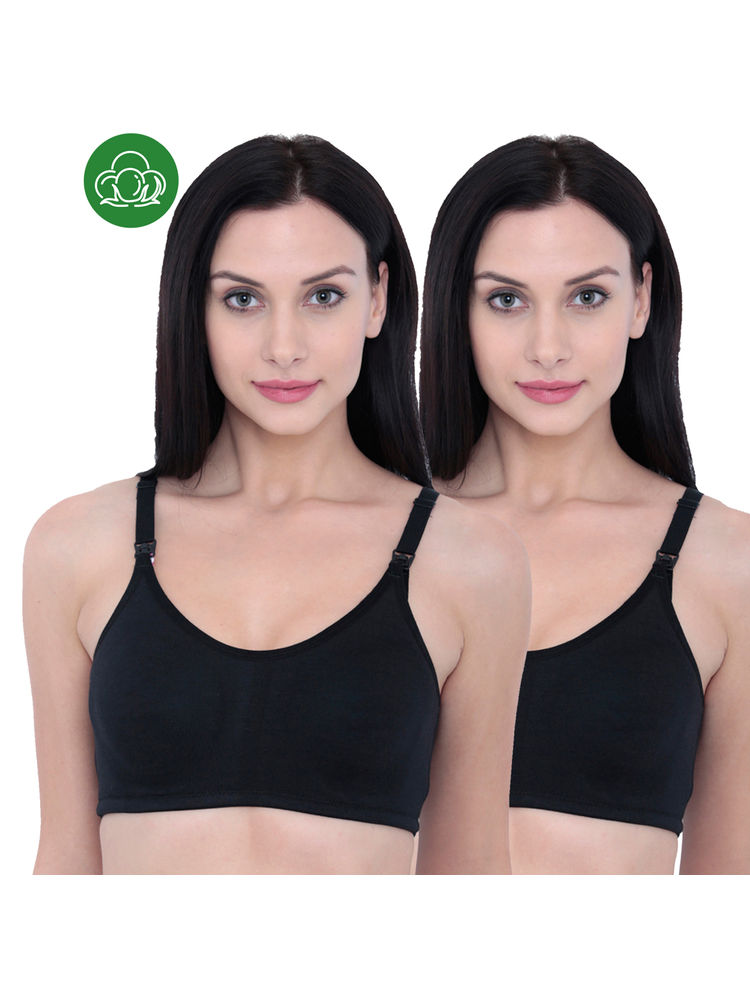 Inner Sense Organic Antimicrobial Soft Nursing Bra Combo of 2 - Black-picture-18