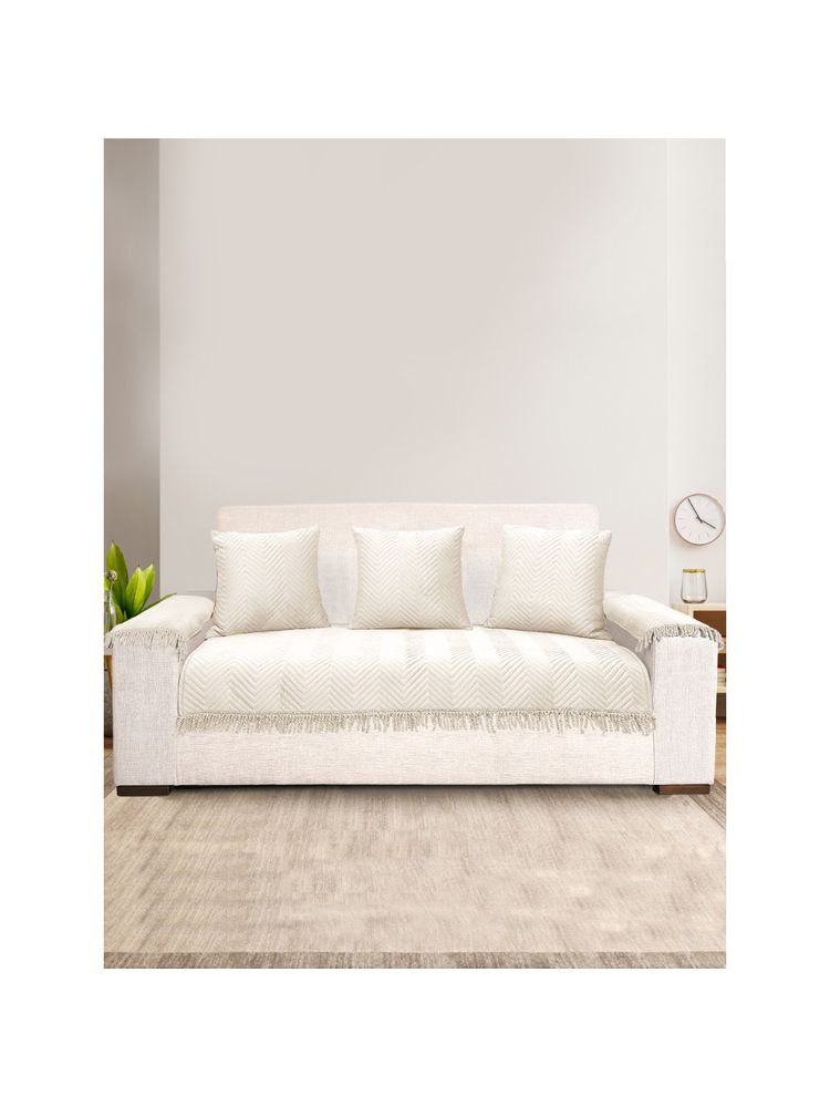 Saral Home Chevron Sofa Cover Set Beige-image-0