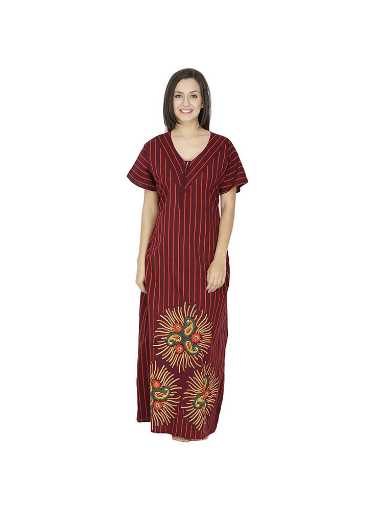 Secret Wish Women Brown Printed Cotton Nighty (Free Size)-picture-29