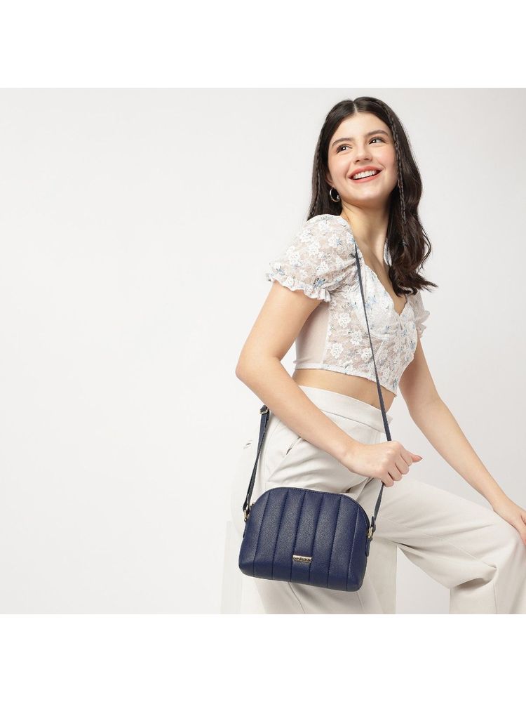 fastrack accessories Fastrack Quilted Navy Blue Sling Bag For Women-picture-12