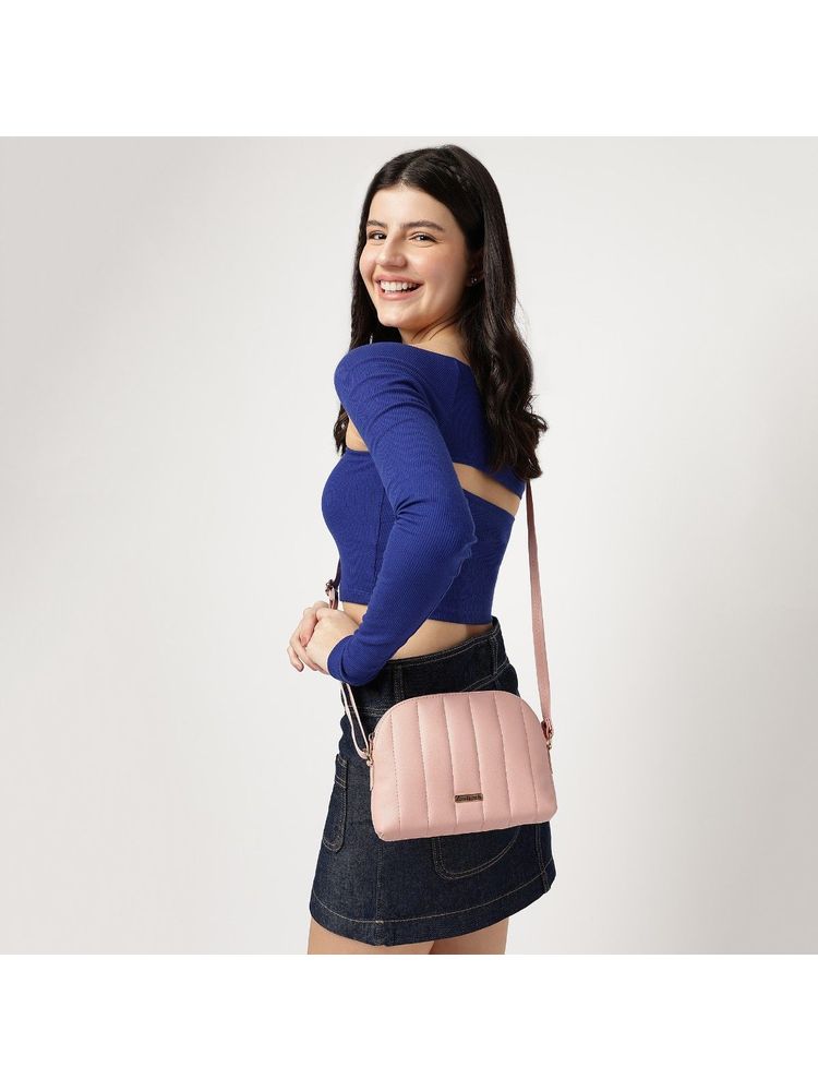 fastrack accessories Fastrack Quilted Powder Pink Sling Bag For Women-picture-23