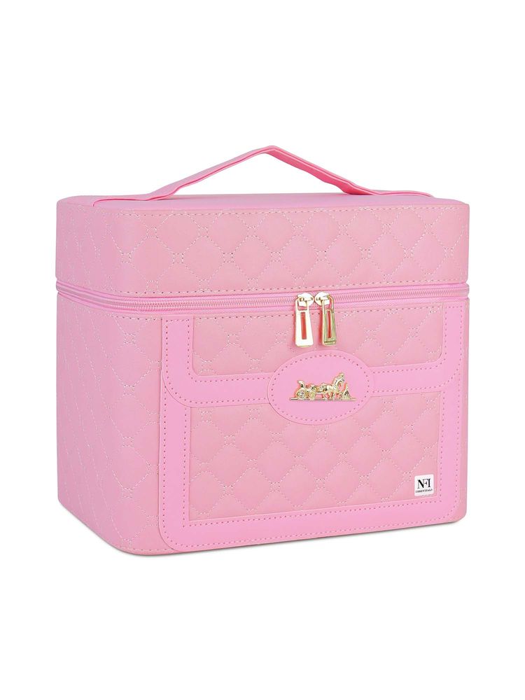 NFI Essentials PU Makeup Box Mirror 4 Layer Foldable Case Tray Makeup Storage Box-picture-20