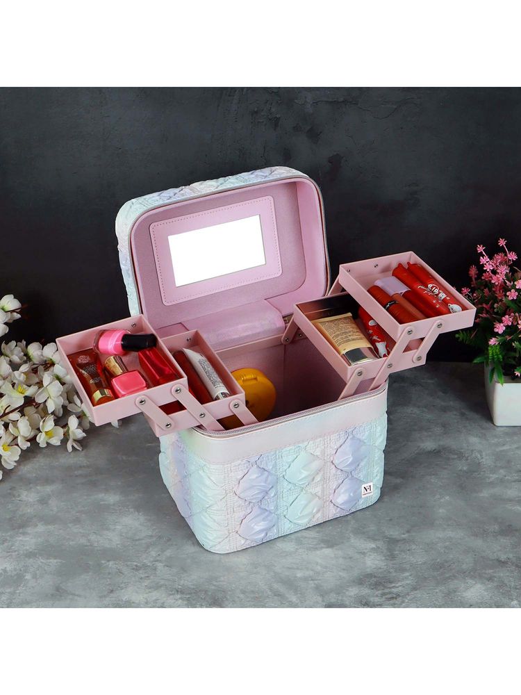 NFI Essentials Cosmetic Storage Makeup Bag for Womens Train Case Travel Pouch Organizer Trousseau-picture-2