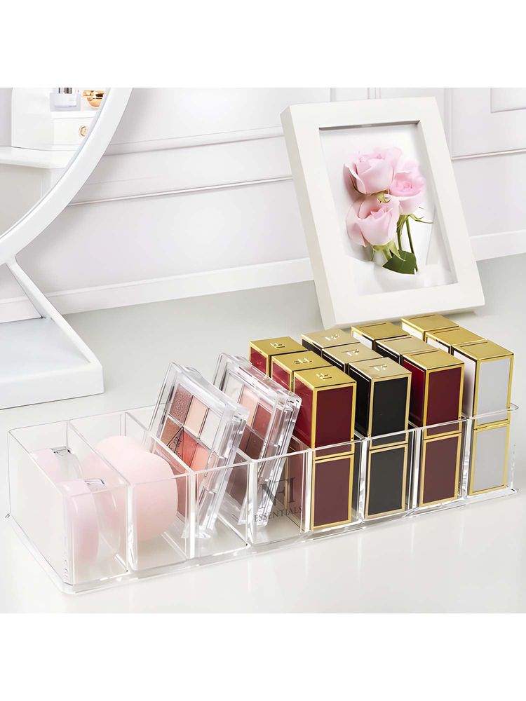 NFI Essentials Clear Acrylic 8-Slot Storage Organizer Multi-Purpose Rectangular Cosmetic Holder-picture-23