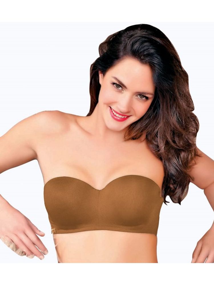 Enamor F074 Full Figure Strapless Multi-Way Bra - Padded Wired Medium Coverage - Buff