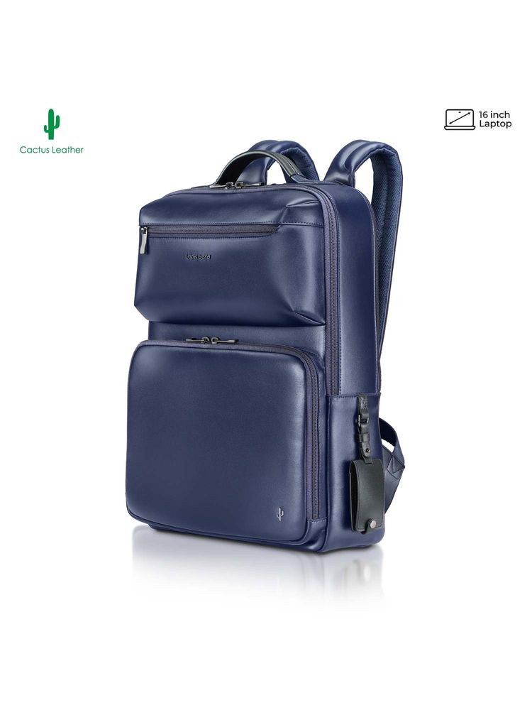 Lapis Bard Crossover Desert Bloom Cactus Leather Backpack - Navy Blue-image-12