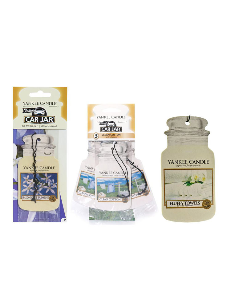 Yankee Candle Car Jar Air Freshener- Pk of 3- Clean Cotton, Midnight Jasmine, and Fluffy Towels-image-32