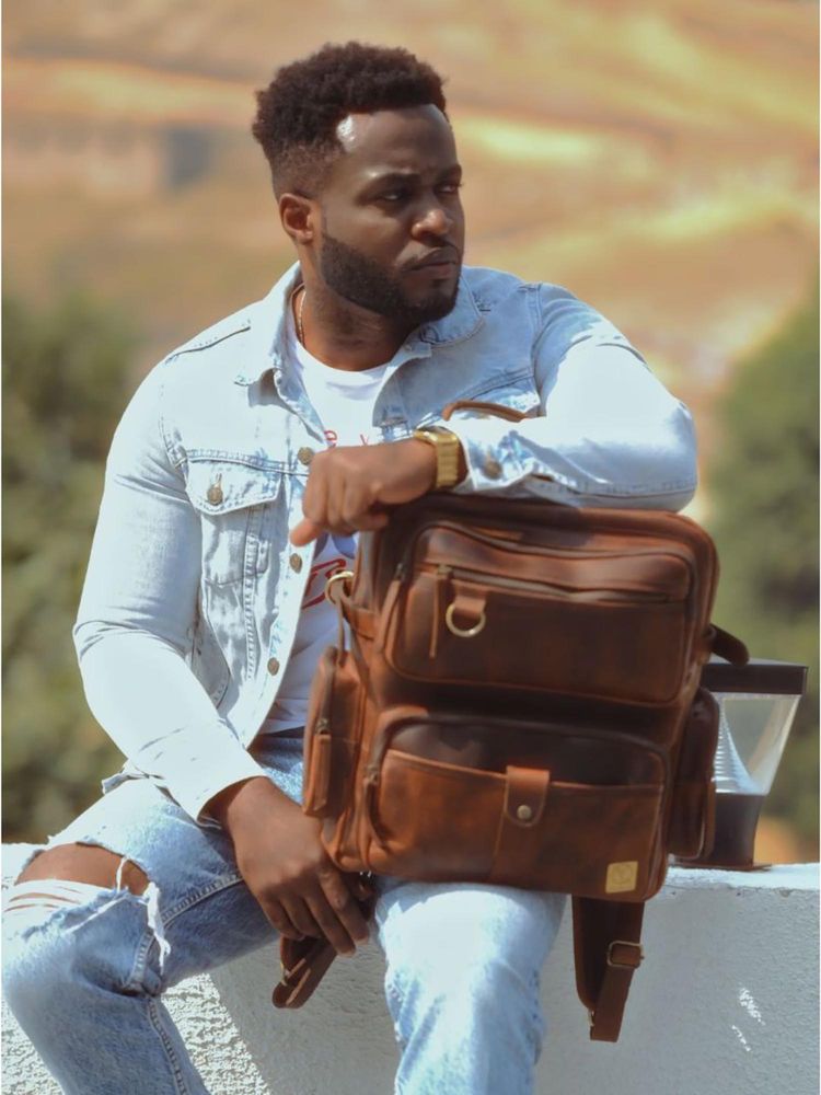 Ya Qalbi Brown Genuine Leather Backpack-image-19