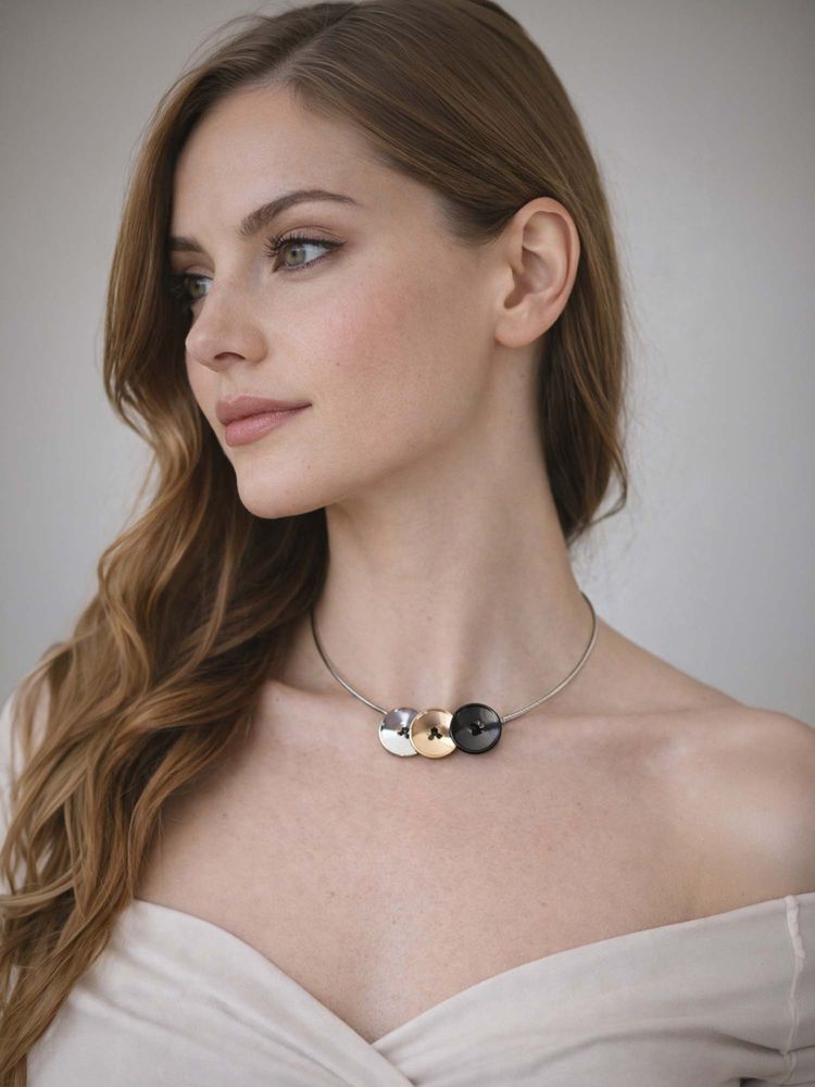 Odette Grey Alloy Metallic Design Adjustable Necklace For Women-image-8