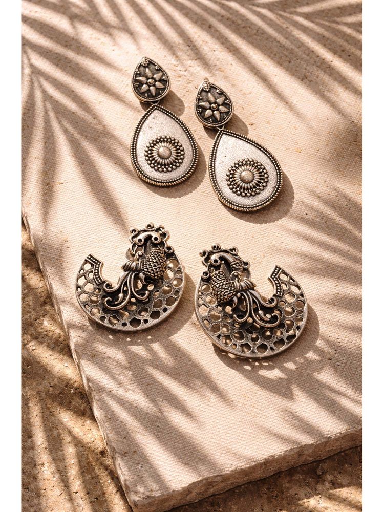 Niska Silver Drop Earrings (Pack of 2)-image-0