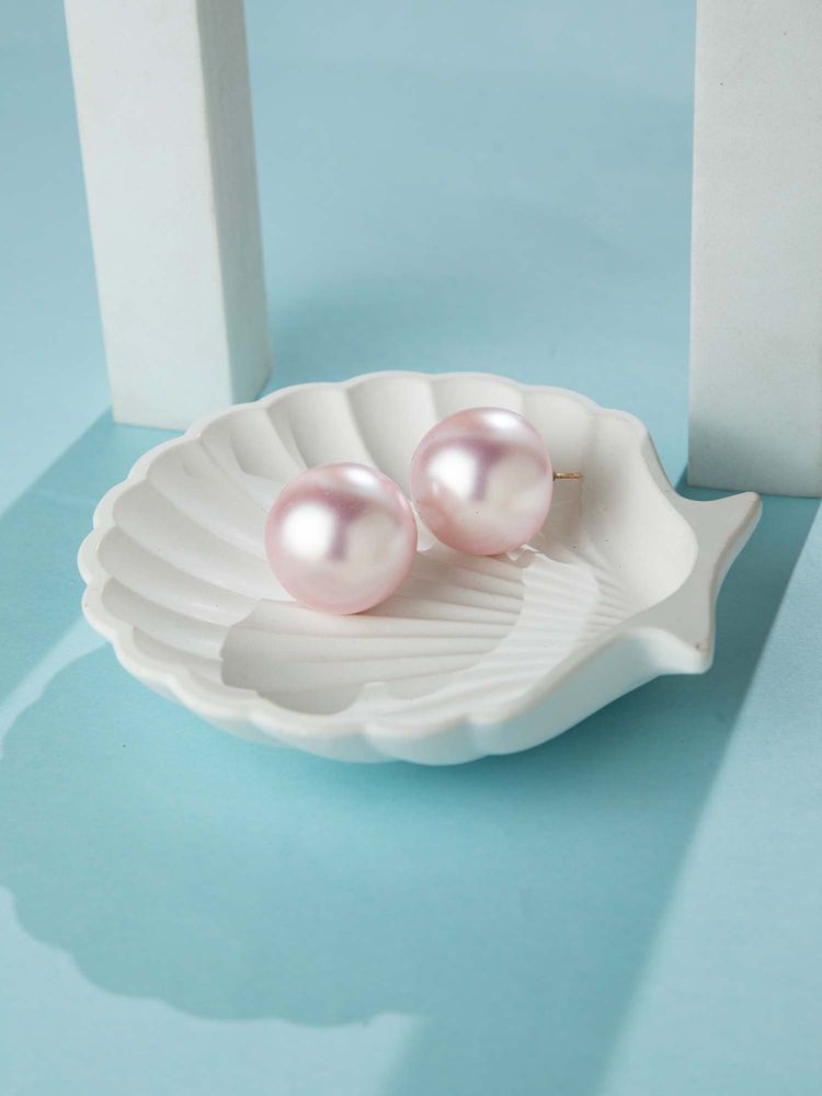 Niscka Big Round Baby Pink Statement Stud Earrings-image-47