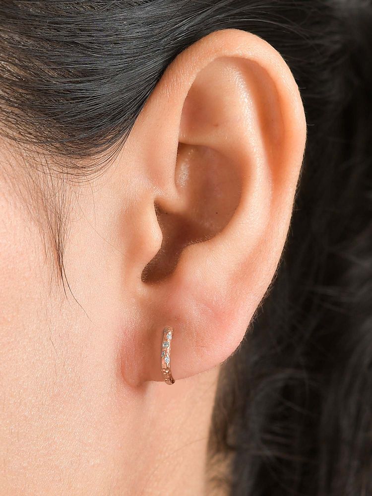 Ornate Jewels 925 Silver 18K Rose Gold Plated American Diamond Huggie Earring for Women & Girls-image-16