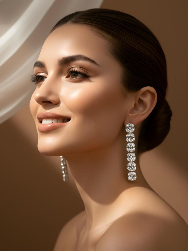ADIVA Gold-Plated Square-Shaped American Diamond Stone Studded Party Wear Drop Earrings-image-39