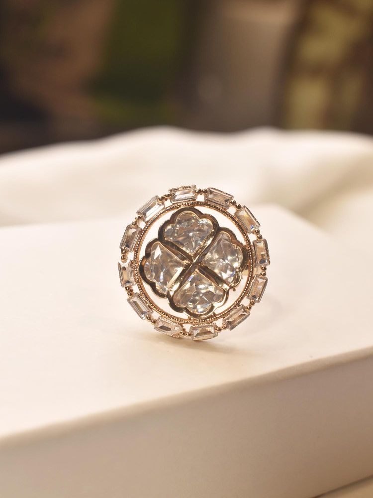 Peach Tassels Beautiful Kundan Finger Ring-image-34