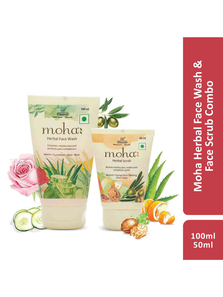 Moha Herbal Face Wash And Face Scrub Combo Cleanse And Exfoliate For Clear Smooth And Radiant Skin