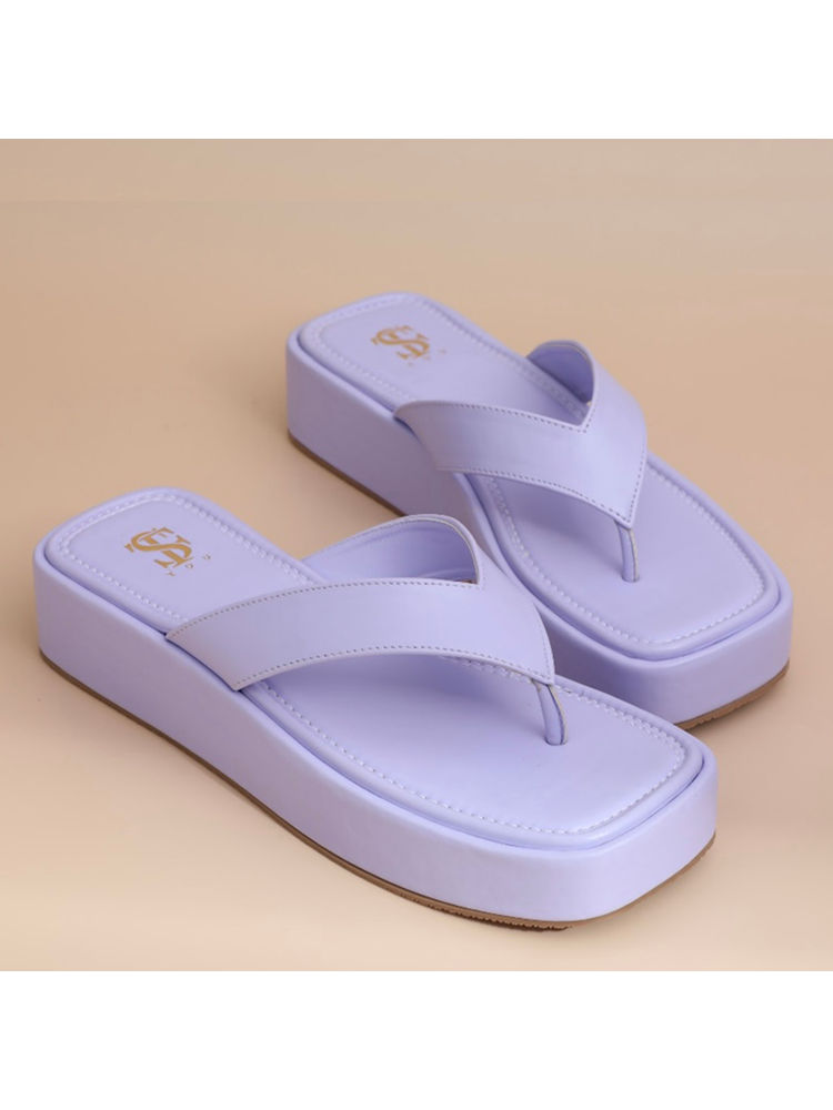 Shoe that fits you Lilac Purple Flatform Sandals-picture-24