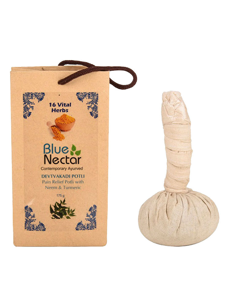 Blue Nectar Ayurvedic Herbal Compress Potli with Neem & Turmeric Natural Pain Relief