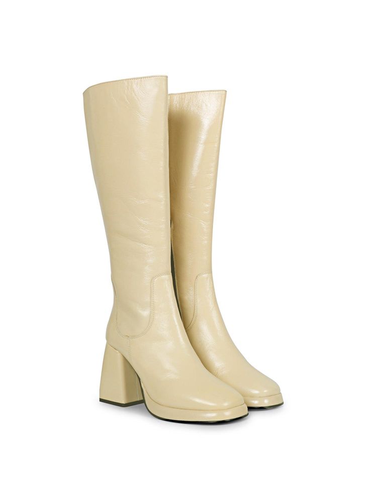 Saint G Women Beige Harrod Patent Leather Long Boots-picture-38