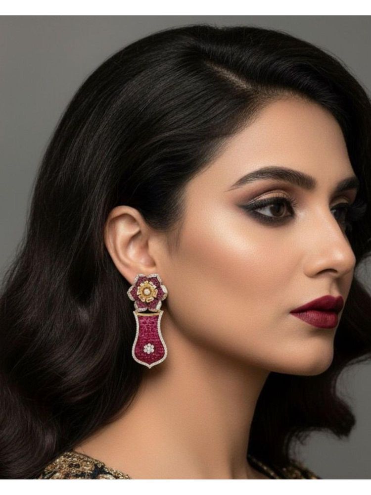 Shopsiiri Ruby Mosaic Bloom Earrings-picture-23